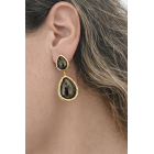 Χρυσά Σκουλαρίκια Σταγόνα με σμάλτο Πέτρα