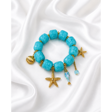 Ocean Charm Βραχιόλι με Τυρκουάζ Χάντρες & Θαλασσινά Στοιχεία