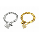 Βραχιόλι Αλυσίδα με Κρεμαστές Καρδιές & Στρας από Ανοξείδωτο Ατσάλι