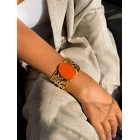 Γυναικείο Βραχιόλι Cuff Orange Gold Stainless Steel