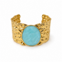 Γυναικείο Βραχιόλι Cuff Turquoise Gold Stainless Steel
